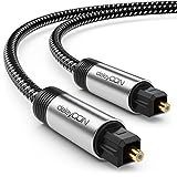 deleyCON 2m Toslink Kabel Optisches Digital Audio Kabel mit Metallstecker & Nylon Mantel - SPDIF Lichtwellenleiter Kab