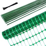 Ohuhu 30m Begrenzungszaun Mobiler Zaun 30m lang 1m hoch mit 25 Pfähle Komplett-Set, Hundezaun, Weidezaun, Zaun Garten & Hühnerzaun, Gartennetz ideal für Hunde, Hühner, H