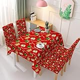 yeeplant Tischdecke für Party, Weihnachtsmann, Weihnachten, Esstisch, Polyester, rechteckig, gemustert, mit Stuhl, 4 Stück