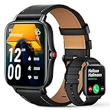 Smartwatch Herren mit Telefonfunktion Bluetooth - Smart Watch Damen Herren 1.7' Tracker Sportuhr Fitness Uhr mit 8 Sportmodi, Pulsmesser, Schlafmonitor, SpO2, IP67 wasserdichte für iOS Android Schw