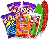 Snackbox Extra Hot Chili Lovers - Party-Mix Snacks mit Takis Fuego Chips, Takis Blue Heat, Hot Chip Jelly Beans, Van Holten Pickle Hot und Pigui Slaps - Geschenkbox Weihnachten (Pack von 7)