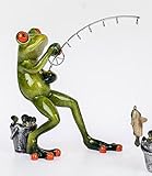 formano Dekofigur lustiger Frosch als Angler, hellgrün, stehend, 15