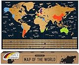 envami® Weltkarte zum Rubbeln I Gold I Made in Germany I Englisch I 68 x 43 cm I Landkarte zum Rubbeln I Weltkarte zum Freirubbeln I Rubbelweltkarte I Weltkarte zum Freikratzen I Scratch Off Map
