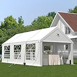 Schwerlast Partyzelt 3x6m | Weiße Pavillon 450N Robustes Solarabdeckplane Gartenzelt mit 4 Abnehmbare Seitenwände | UV-Schutz 99% Zelt Wasserdicht Stabil Pavillon für Party, Hochzeit,N
