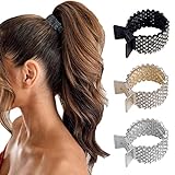 WOOXDYUK 3 Stück kleine Haarklammern für hohen Pferdeschwanz, Strass-Haifisch-Haarspangen für Frauen, Dickes langes Haar, Werten Sie Ihre Frisur mit stilvollen Strass-Haarspang