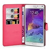 Cadorabo Hülle kompatibel mit Samsung Galaxy Note 4 Handyhülle aus Premium Kunst Leder Flip Klappbare Stoßfeste Magnetische [Standfunktion] [Kartenfächern] Cover Hülle für Galaxy Note 4 Tasche in R