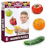 magdum Magnet Puzzle Kinder Obst GEMÜSE - Kinder Puzzle - Puzzle für Kinder - Puzzle Baby - Magnet Spiele für Kinder - Lernspielzeug - Magnetpuzzle - Magnetische Puzzle - Montessori Spielzeug