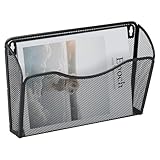 JEBELE Hängender Wandaktenhalter A4 Organizer Wandhalter Aktenablage Zeitschriftenaufbewahrung Dokumentenhalter Wandaktentaschen für Büro und Zuhause,Metall,Schw