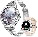 Fitonus Smartwatch Damen mit Telefonfunktion, 1,3' Touchscreen Smart Watches für Android/iOS, IP68 Wasserdicht Sportuhr Schrittzähler mit Herzfrequenz, SpO2, Schlafmonitor, Silb