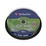 Verbatim CD-RW 700 MB, 10er Pack Spindel, CD Rohlinge beschreibbar, 12-fache Brenngeschwindigkeit mit langer Lebensdauer, leere CDs, Audio CD Rohling rewritable, CD
