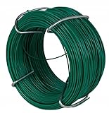 HUW - Spanndraht für Netze im Gartenbau, PVC-beschichteter grüner Gartenzaun, Zaundraht (3,6mm x 50m)