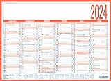 Zettler Arbeitstagekalender 2024 - A4 (29 x 21 cm) - 6 Monate auf 1 Seite - Tafelkalender - auf Pappe kaschiert - Jahresplaner - 908-1315