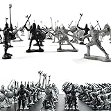 BYNYXI 60 Stück Mittelalter Spielzeugsoldat Figuren, 5-7cm Armee Soldaten Militärfiguren Archaische Warriors Horses Soldiers Plastik Mittelalterliche Ritter Spielzeug für Kinder Jungen Geschenk