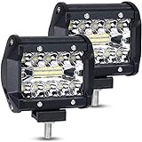 URAQT LED Arbeitsscheinwerfer, Scheinwerfer LED Auto, 2x60W Zusatzscheinwerfer, Flutlicht Wasserdicht, Wasserdicht Offroad Scheinwerfer, 4 Z