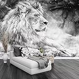 XLMING Schwarz Und Weiß Tier Löwe Schlafzimmer Sofa Wohnzimmer Tv Hintergrund Wand 3D Tapete-400cm×280