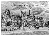 Paris-Impressionen in Schwarz-Weiß (Tischkalender 2024 DIN A5 quer), CALVENDO Monatsk