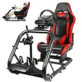 Dardoo Rennsimulator Cockpit with Large Round Tube Lenkradständer Adjustable fit for Logitech G25 G27 G29 G920 Thrustmaster, Fanatec without Steering Wheel, Pedal and S