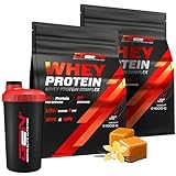2 kg Whey Protein Komplex + Premium Shaker - Mit Isolate Anteil - Instant lösliches Eiweiss Protein Pulver mit BCAA & EAA - German Elite Nutrition - (2 x 1000 g Vanille Toffee)