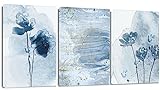 Artscope 3 Teilig Abstract Leinwandbilder mit Blaue und Goldene Aquarellmalerei Motiv Kunstdruck - Moderne Wandbild für Badezimmer Wohnzimmer Wanddekoration - 30 x 40