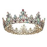 Doumneou Krone der Königin Barock verziert mit – Kronen und Diademe für Hochzeit aus Strass für Damen, Haar-Accessoires für Party, Kostüm, Metall, S
