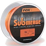 Fox Submerge high Visual orange Sinking Braid - 600m Karpfenschnur, Durchmesser/Tragkraft:0.16mm / 11.3kg / 25lb