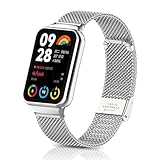 KeeFos Armband für Xiaomi Mi Band 8 Pro/Smart Band 8 Pro/Xiaomi Redmi Watch 4, Mesh Gewebe Edelstahl Metall Uhrenarmband Ersatzband für Xiaomi Mi Band 8 Pro/Smart Band 8 Pro/Redmi Watch 4 - Silb