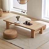Japanischer Bodentisch, Vintage-Teetisch, niedriger Tisch, rechteckiger Tatami-Tisch oder Akzentmöbel zum Sitzen auf dem Boden, geeignet für Teestuben (Holzfarbe 100 x 60 x 38 cm)
