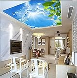 Decke Wandbild Blauer Himmel Weiße Wolken Blätter Tauben Zenith Hintergrund Wandbild Schlafzimmer Hotellobby T wohnzimmer tapeten tapete wand für schlafzimmer retro geometrisch fototapete-300cm×210