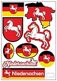 aprom Niedersachsen Aufkleber Karte Sticker-Bogen - Stadt PKW Auto Fahne Flagge Decal 17x24 cm - Viele M
