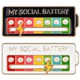 Aucuu Social Battery pin, 2 Stück Slider Social Battery Badge, Lustige Brosche für Soziale Stimmung für 7 Tage, Interaktive Stimmungsnadeln Emaille-Pins, Funny Schmuck Dekoration Ansteck