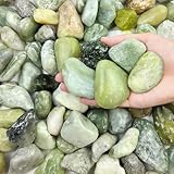 FANTIAN 2,3 kg grüne Flusssteine für Pflanzen, 5,1 - 7,6 cm große Kieselsteine für Zimmerpflanzen, dekorative Steine für Sukkulenten, Landschaftsbau, Vasen, Basteln und G