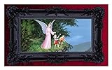 Made in Italy Barock Gemälde Bild mit Rahmen Repro Antik look Schutzengel Engel zwei Kinder am Felsen 96x57cm (Schwarz)