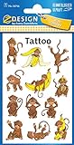 AVERY Zweckform 12 Tattoos Kinder Affen (Temporäre Tattoos, wasserfeste Kindertattoos, hautfreundliche Klebetattoos, Aufkleber für Jungen Mädchen Mitgebsel Kindergeburtstag Party) 56766, 120*76