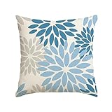 Artoid Mode Blumen Eisblau Dahlien Winter Kissenbezug, 45x45 cm Saisonnal Zierkissenbezug Cushion Cover Couch Wohnzimmer Dek