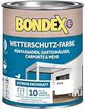 Bondex Wetterschutz Farbe Weiß 0,75 L für 7 m² | Extreme Deckkraft | Hervorragende Witterungsbeständigkeit | seidenglänzend | Wetterschutzfarbe | Holzfarb