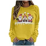 Weihnachtspulli Damen Baumwolle Langarm Sweatshirt Rundhals Weihnachtspullover Hässliche Tunika Casual Sweater Rudolph Rentier Elfe Tops Christmas Sweatshirt für Damen 2023