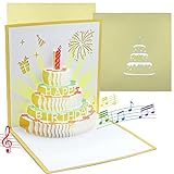 Geburtstagskarte mit Musik & Licht, 3D Pop Up Karte Geburtstag, Singende Geburtstagskarte Lustig, Geburtstagskarten Set mit Umschlag, Geburtstagsgeschenk für Kinder Frau M