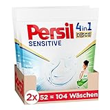 Persil Sensitive 4in1 DISCS (104 Waschladungen), Waschmittel für Allergiker & Babys, Vollwaschmittel mit beruhigender Aloe vera für sensible Haut, effektiv von 20 °C bis 95 °C