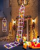iShabao LED Weihnachtsmann Leiter Lichterkette, 3M 310 LED Weihnachtsbeleuchtung Außen mit Timer, Speicherfunktion, 8 Modi, Bunt Lichterkette Stecker für Fenster Weihnachten Deko (Ohne Santa)