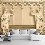palank Benutzerdefinierte Fototapete im europäischen Stil 3D dreidimensionales Relief Römische Säule Skulptur Wandbild Wohnzimmer TV Hintergrund Dekoration * 400 cm x 280