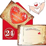 HOWAF Adventskalender mit 24 Karten Ich Liebe Dich, Weil in 24 roten Umschlägen, ich Liebe Dich Geschenke adventskalender für Männer, Frauen, Paare, Verliebte, Liebesp