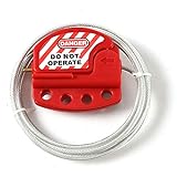 POFET Rotes Kabelschloss mit Tagout Verstellbares Stahl-Vinylbeschichtetes Kabelschloss für Lockout-Tagout-Anwendungen Funktioniert mit Safety Loto Schlö