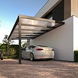 Pratt & Söhne Carport aus Aluminium 606 x 357 x 285 cm - Autoüberdachung inkl. Hohlkammerplatten - Garage Unterstand Terrassenüberdachung - Pergola V