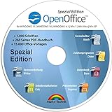 Open Office Spezial-Edition für Windows 11-10-8-7-Vista-XP | PC-Software mit 15.000 Vorlagen, 1.000 Schriften und PDF Handbuch | Dokumente, Kalkulationstab