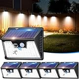 nipify 【5 Stück】 Solarlampen für Außen mit Bewegungsmelder, 140 LED 3 Modi 180° Solarleuchten für Außen, IP65 Wasserdichte LED Solar Aussenleuchte mit Bewegungsmelder Aussen für Wandleuchte G