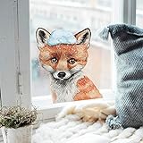 ilka parey wandtattoo-welt Fensterbild Fuchs mit Schnee -WIEDERVERWENDBAR- Fensterdeko Winterdeko Fensterbilder bf10