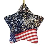 USA-Flagge Premium-Keramik-Stern-Ornament – Weihnachts-Keramik-Ornament, für festliche und festliche Dek