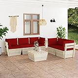 ARKEM 6-TLG. Garten-Sofagarnitur aus Paletten mit Kissen Fichtenholz Wohnzimmer Couch Eck