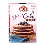 RUF Naked Cake Schoko, Backmischung für eine Schokoladen-Sahnetorte mit Backform, geeignet für Schokokuchen, Geburtstagstorten, Hochzeitstorten, 1 x 300g