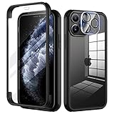 seacosmo für iPhone 11 Pro Hülle mit eingebautem Panzerglas Displayschutz und Kamera Schutzfolie [9H HD], 360 Grad Case Ganzkörper Stoßfeste Handyhülle iPhone 11 Pro - Schw